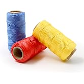 Mason Line String 260FT, 390FT, 780FT, 1500FT, 2300FT, Durable Construction Twine for Laying Bricks, Blocks, Fences in Gardening, DIY &amp; Landscaping Projects (Set 3 Colors, 262 Ft x 3 Pcs)