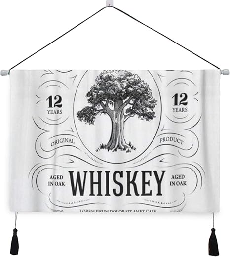 Amazon Co Jp Kimdfaceタペストリー ラベルヴィンテージウイスキーオークツリーアルコールバーボンドングリ強い 壁掛けポスター おしゃれ インテリア モダン 多機能 お店 壁や窓の飾り 個性ギフト 新居祝い ホーム キッチン