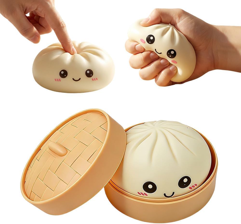 Dumpling Squishy, Mystery Dumpling Squishy, Dumplings Sensory Squeeze Toy for Stress Relief, Soft Squeeze Decompression Dough for Adults Classroom Prizes & Party Favors(White)