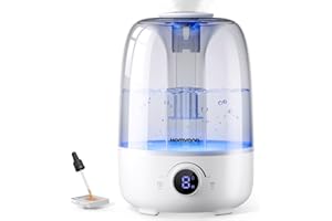 Homvana Humidifiers for Bedroom Diffusers - Top Fill 4L Cool Mist Humidifier Large Room, 40H Runtime Diffusers for Home, Air 