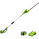 Greenworks 40V 20 inch Cordless Pole Hedge Trimmer 2.0 AH Battery Included, PH40B210