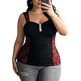 Nihsatin Women's Plus Size Lace up Ribbed Tops Casual T-Shirts Gothic Corset Top