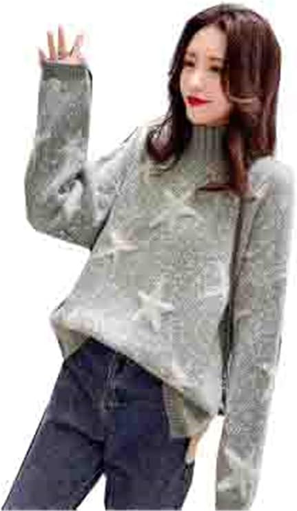 エージョン レディース セーター スター プルオーバー 女 トップス 気質 ゆったり 丸首 ニット スウェット コート インナー 長袖 秋服 春服 薄手 ファッション グリーン セーター 通販 Amazon