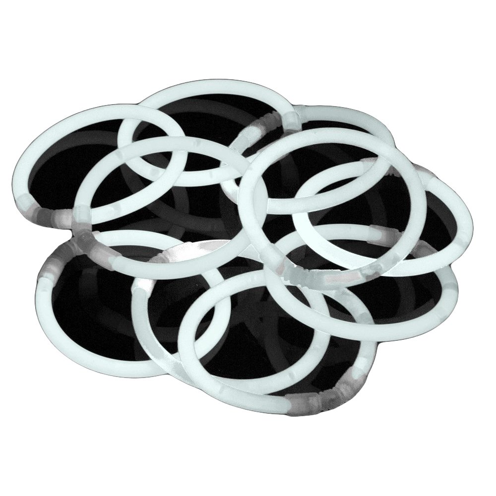 The 100 Pack Premium Glowhouse Glow Stick Bracelets Individual Colours (White)