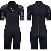Mens 3mm Shorty Wetsuit Womens Full Body Diving Suit Back Zip Dive Skin for Diving Canoe Spearfishing Surfing Snorkeling Swimming Suits