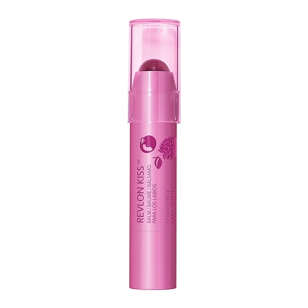 REVLON KISS TINTED LIP BALM WITH SPF 20, HYDRATING, FLAVORED, INFUSED WITH NATURAL FRUIT OILS, 035 BERRY BURST, 0.09 OZ