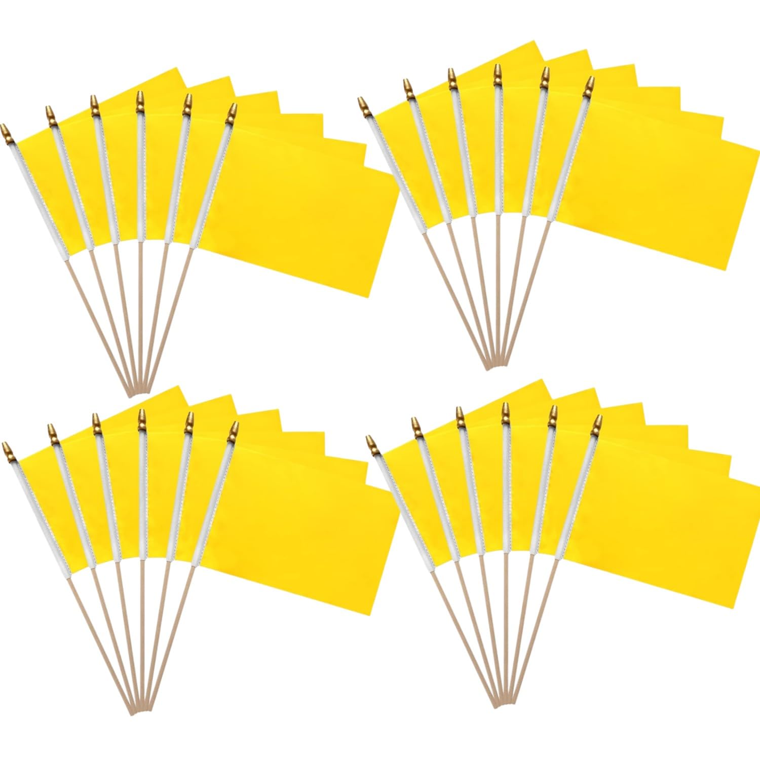 Wooden Sticks-20 Packs Small Flags Yellow Hand-hold Mini Flag Solid DIY Graffiti Banner Referee Flag Party Parade Celebration Sports Kindergarten School Events Festival Decoration 14*21cm/5.5*8.2in
