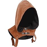 UJUROU Steampunk Hooded Cowl Renaissance Gothic Short Cape Medieval Cloak with Buckles Cosplay LARP Costume