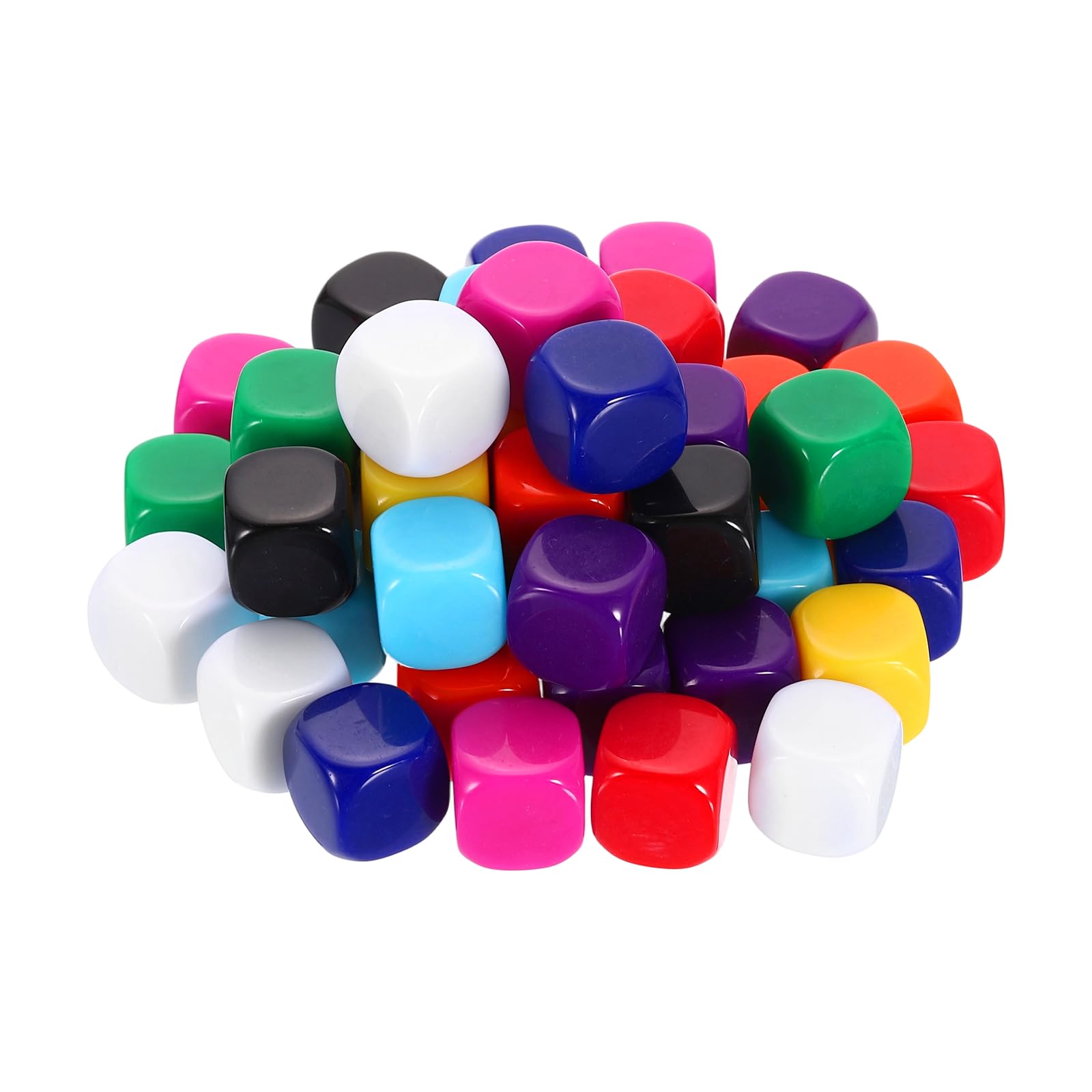 sourcing map 100Pcs Rounded Blank Six Sided Dice 20mm/0.8inch Acrylic Dice Cube with Smoothed Surface for Party Board Game Craft Making, 10 Colors