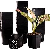 Tulpeed 150 Packs Square Nursery Pots for Plants 2.2 Inch Succulent Plant Pots Set Plastic Seedling Starting Pots with Drainage Holes Nursery Pots Variety Pack Flower pots Planter Seed Starter, Black
