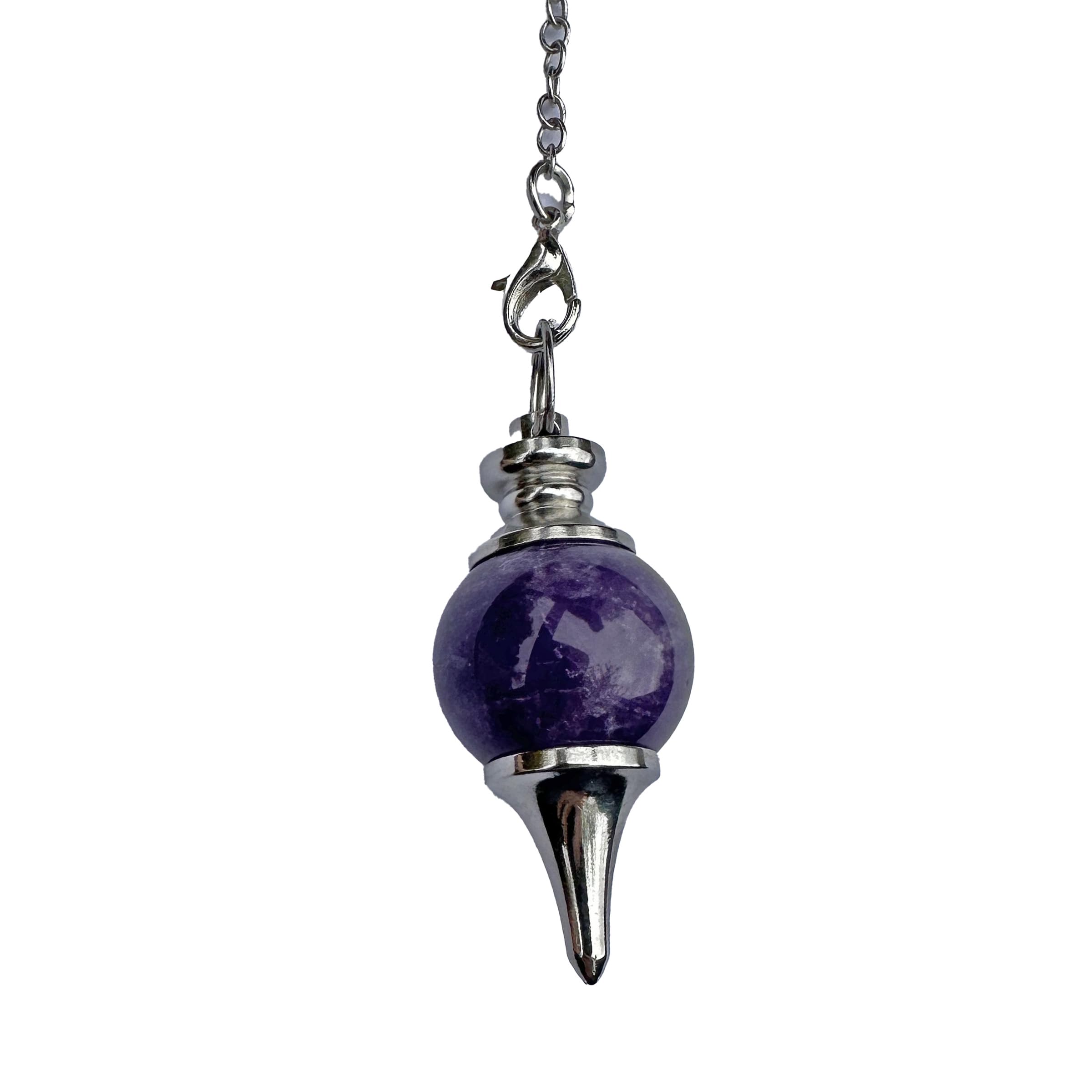 Gemstone, Amethyst Crystal Pendulum, Vintage Spherical Crystal Pendulum for Radiesthesia, Pendulum Chakra Reiki Divination Meditation Wicca (Amethyst)