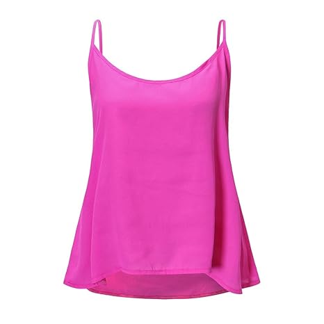 XuxMim Frauen Lässige Solid Sheer Spaghetti Träger Tank Camis