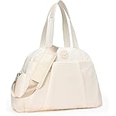 SUNNY BIRD Gym Duffel Bag for Women, Weekender Overnight Bag for Travel (White)