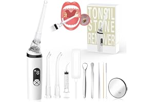 Voraiya Electronic Vacuum Tonsil Stone Remover, Tonsil Stone Removal Kit, Built-in LED Light, 8 Suction Mode, Fight Bad Breath, Oral Irrigator, Tonsil Cleaner, Tongue Scraper