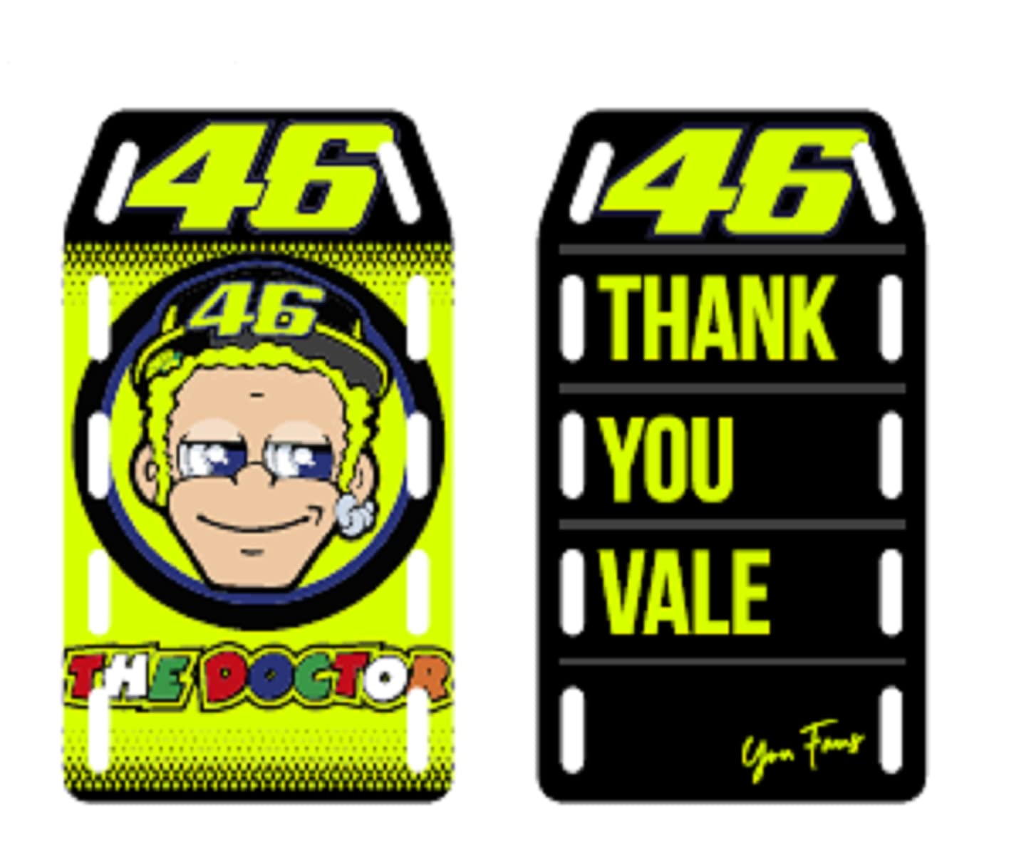 Valentino Rossi VR 46 STICKERS SET THANK YOU VALE,Black,15X11 cm,Unisex