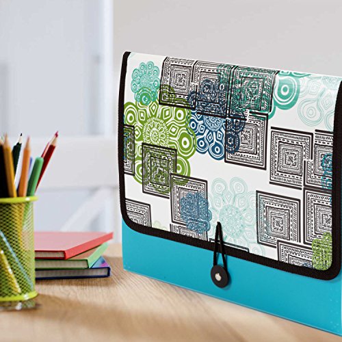 DocIt Modern Morocco 7 Pocket Expanding File Folder for Letter Size Document Storage, Fits Standard File Drawers, Blue (00929-BL) - Thumbnail 2