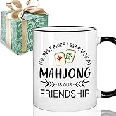 Puouoonyi Novelty Mahjong Gift Mug for Mahjong Players 11oz, Mahjongg Lover And Mahjong Player Gifts for Friends Women Men, Chinese Mah-jong Enthusiast Gift for Coworkers Dad Mom Him Her