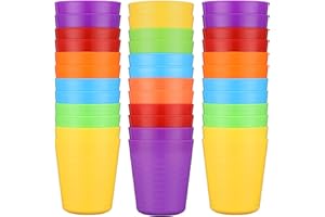 Eccliy 36pcs 8 oz Christmas Cups Unbreakable Plastic Stackable Juice Reusable Tumblers Bulk Plastic Drinking Cups for Kid Toddlers Baby Kid, Dishwasher Safe(Bright Color)