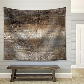 Grey and Brown Abstract Art Painting - Fabric Wall Tapestry Home Decor - 51x60 inches