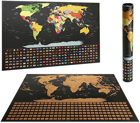 Scratch off Map of The World, Kkapony Original Travel Tracker Map with Country Flags Perfect Gift for Travelers, 22.4 x 16.3 Inch