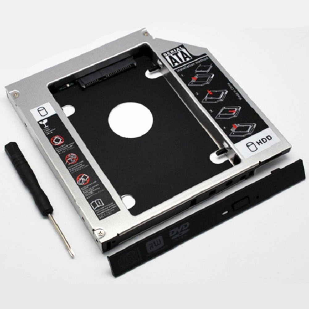 Mioloe Universal Hard Disk Drive Caddy for SSD HDD 12.7 mm SATA Bay Optical CD-ROM DVD silver silver
