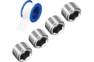 uxcell 4Pcs M24x1.5x17.5 304 Stainless Steel Pipe Plug Fitting, Male Thread Internal Hex Socket Pipe Cap, Countersunk Plug fo