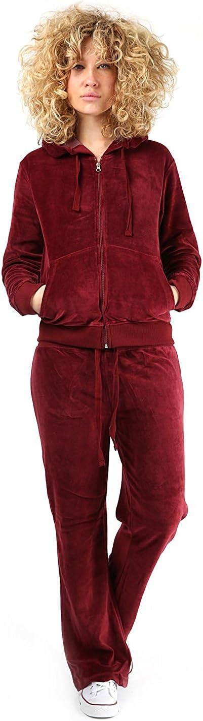 Womens 2 Pcs Velour Full Tracksuit Hoodie Jogging Pants Ladies Zipper Joggers Sport Gym Plus Sizes