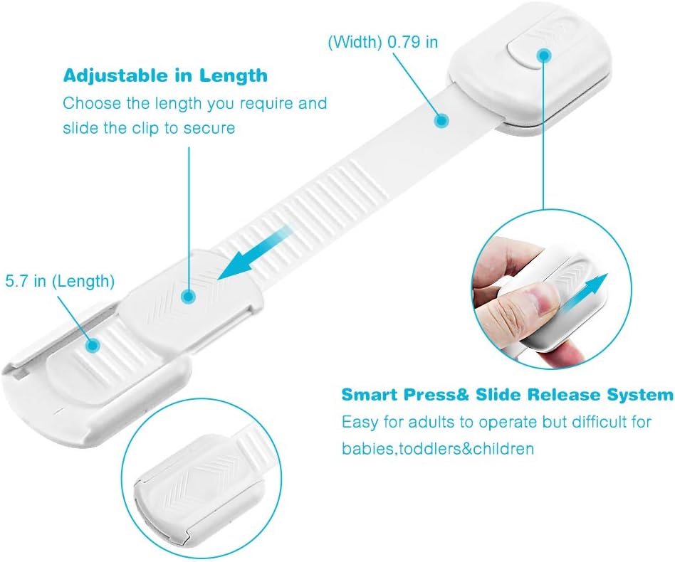 Child Safety Cupboard Locks Adjustable Baby Proof Cupboard Lock Self Adhesive Strap Latches for Fridge Cabinets, Drawers - Image 3