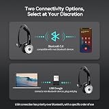 TECKNET Bluetooth Headset with Charging Dock Noise Cancelling Microphone 2 view 3