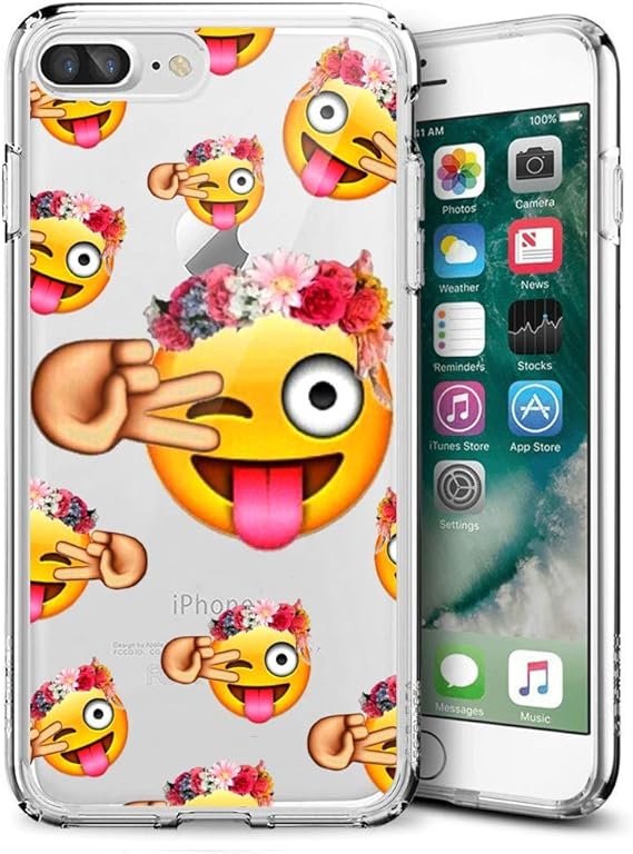 Amazon Com Personalized Emoji Wallpaper For Girls Iphone 7 Plus 8 Plus Phone Case Clear Silicone Protective Case For Iphone 7 Plus 8 Plus