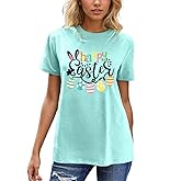 Easter Bunny T Shirt Womens Cute Rabbit Graphic Tees Easter Gift Shirts Summer Casual Short Sleeve Cartoon Tee Tops