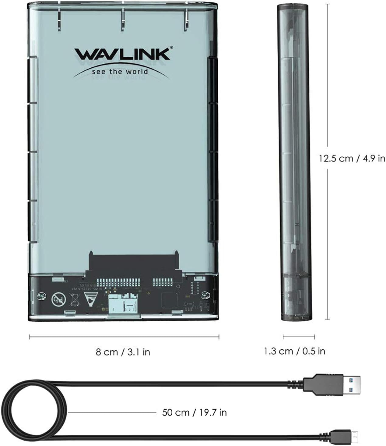 WAVLINK USB 3.0 to SATA External Hard Drive Enclosure for 2.5 inch 5mm/7mm/9.5mm SATA I/II/III HDD/SSD Support UASP Function, Max 4TB Tool-Free Design: Computers & Accessories