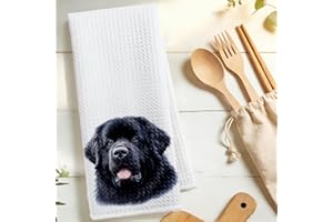 Newfoundland Print Kitchen Towels, Absorbent Soft Tea Towel, Pet Dog Decoration Hand Towel, Microfiber Fast Drying Dish Cloth