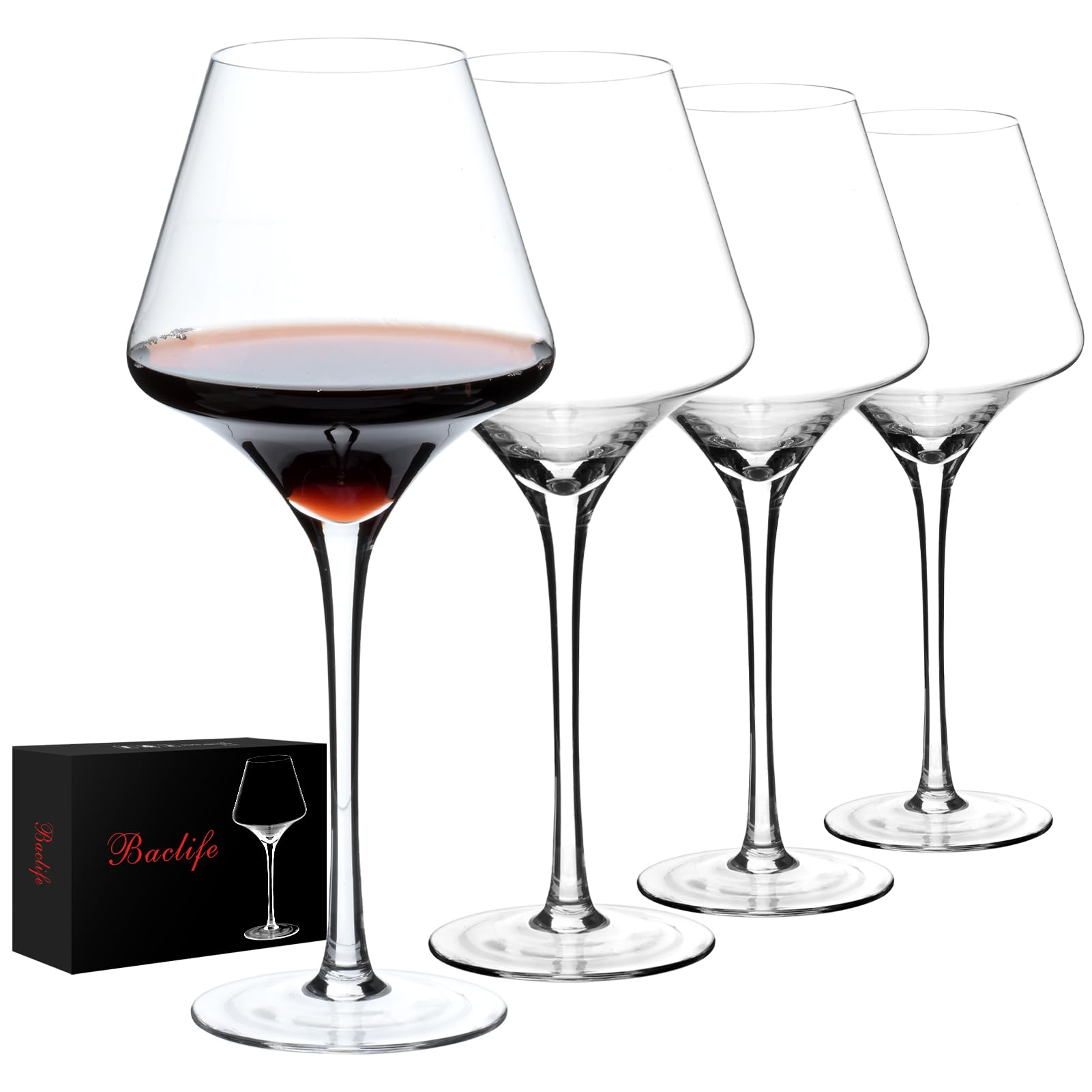 Photo 1 of Red Wine Glasses Set of 4 – 17.5oz Premium Crystal Wine Glass With Long Stem – Hand Blown Burgundy Wine Glasses – Unique Gift for Wedding, Anniversary, Christmas