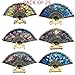 Woaiwo-q Spanish Floral Folding Hand Fan Flowers Pattern Lace Handheld Fans Size 9