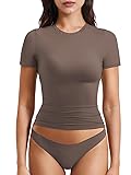 YEOREO Women Fitted Workout Tops Short Sleeve