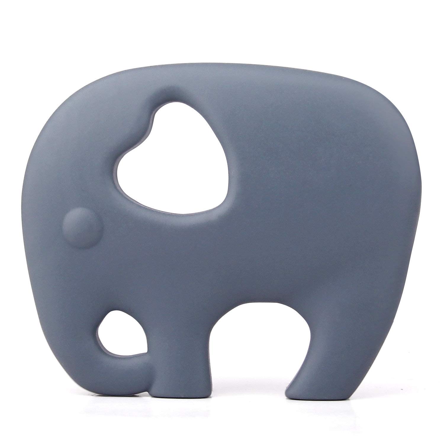 PREMYO Teething Toy for Baby Teether Silicone - Soothes Sore Gum Pain - Easy to Grab BPA Free Elephant Grey