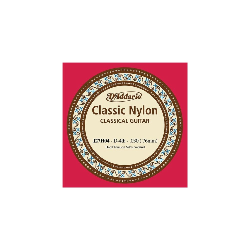 D'Addario J27H04 Student Nylon Hard Tension Single Fourth String for Classical Guitar