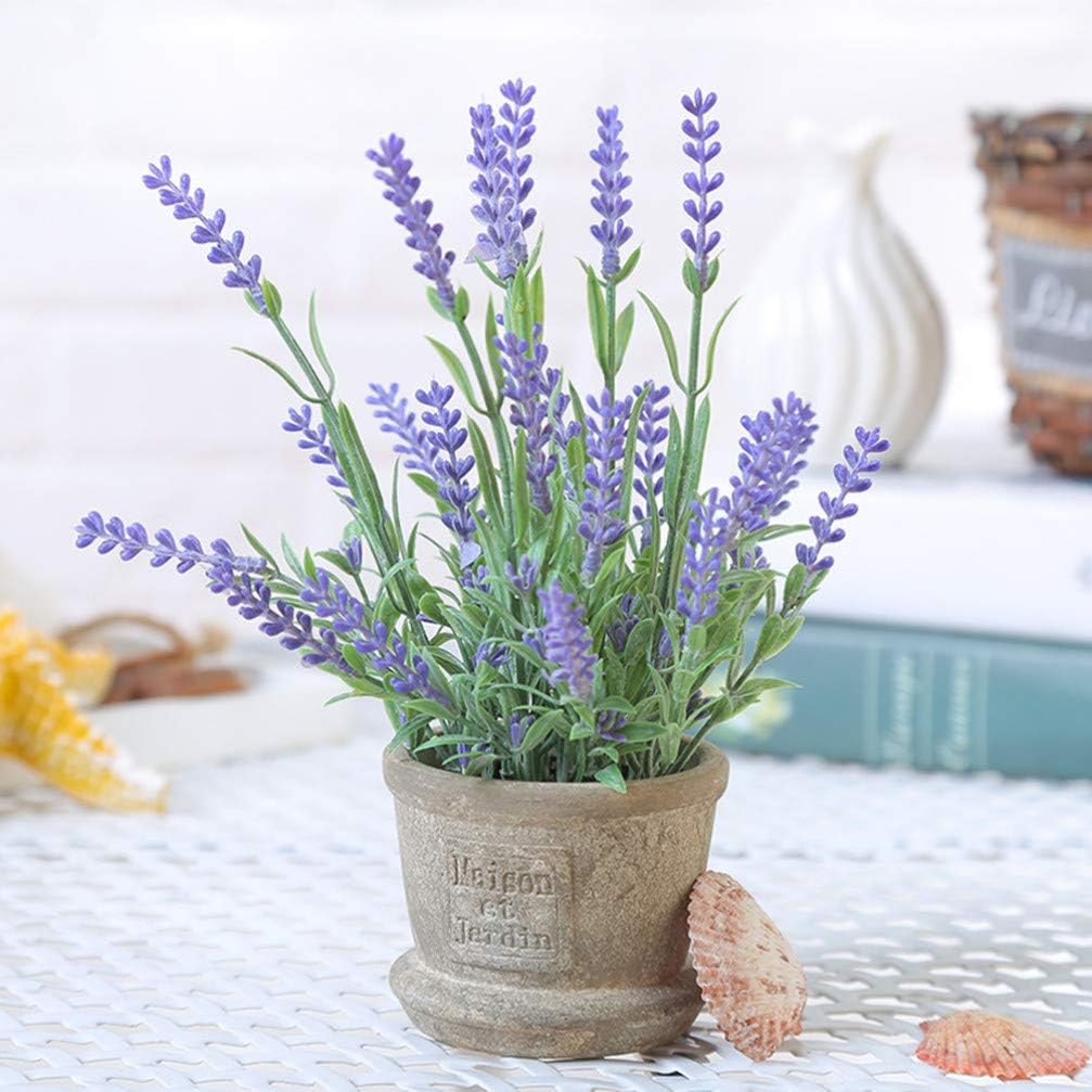 Artificial Lavender Fake Lavender Pot Faux Lavender Plants for Home Garden Decor (Purple) - Image 3