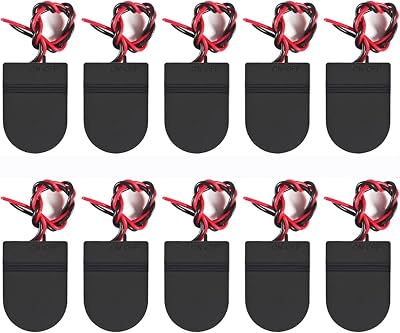 AEDIKO 10pcs CR2032 Battery Holder with Switch 3V Leads Black 13.5 cm