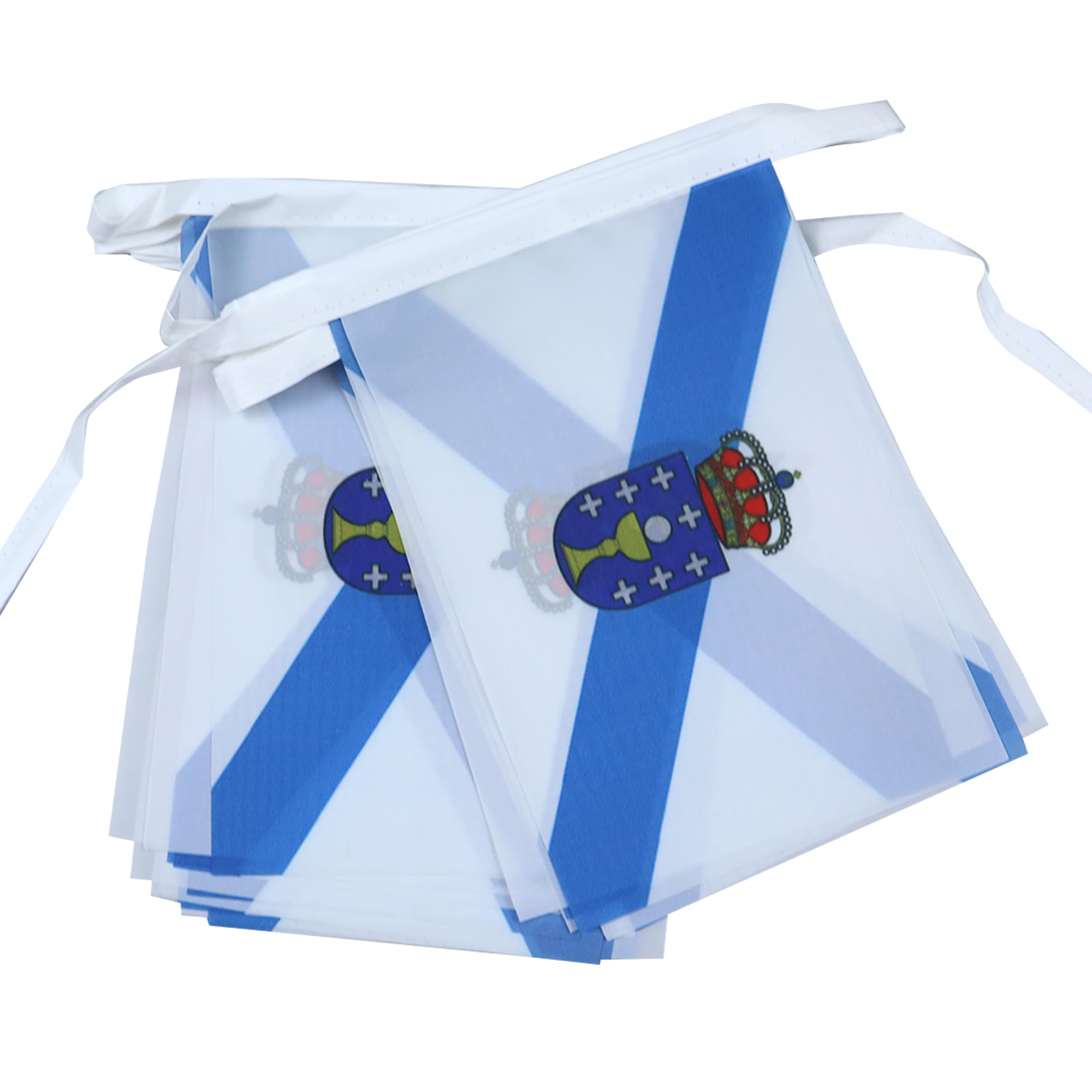 AZ FLAG Galicia Bunting Flag, 20 Ft Garland 20 Small Spanish region of Galicia Flags 8'' x 6'', 100% Polyester String Pennant, 6 meters