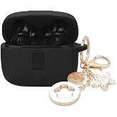 Case Cover Compatible with TAGRY X08 Earbuds with Bling Keychain | Ziseyoru Soft Silicone Protective Skin for TAGRY X08 with Accessories for Women Girl (Black)