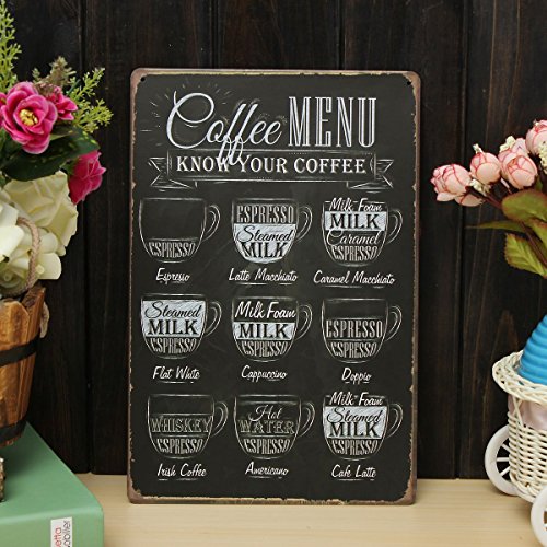 Buy Coffee Menu Sheet Metal Drawing Metal Painting Tin Cafe Wall Tavern