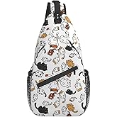 ASYG Funny Cute Cat Sling Backpack Cat Chest Bags Crossbody Animal Shoulder Bag for Men Women