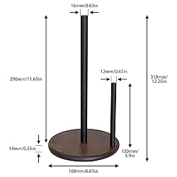 Paper Towel Holder Countertop with Real Wood Round