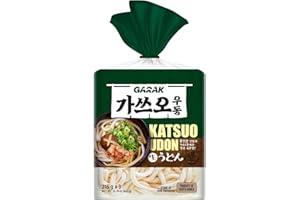 GARAK Katsuo Soup Udon Noodles (3 Packs) – Thick Japanese-Style Korean Noodles with Seasoning, Ready in 2 Minutes, Perfect for Quick Meals (645g / 22.75oz)