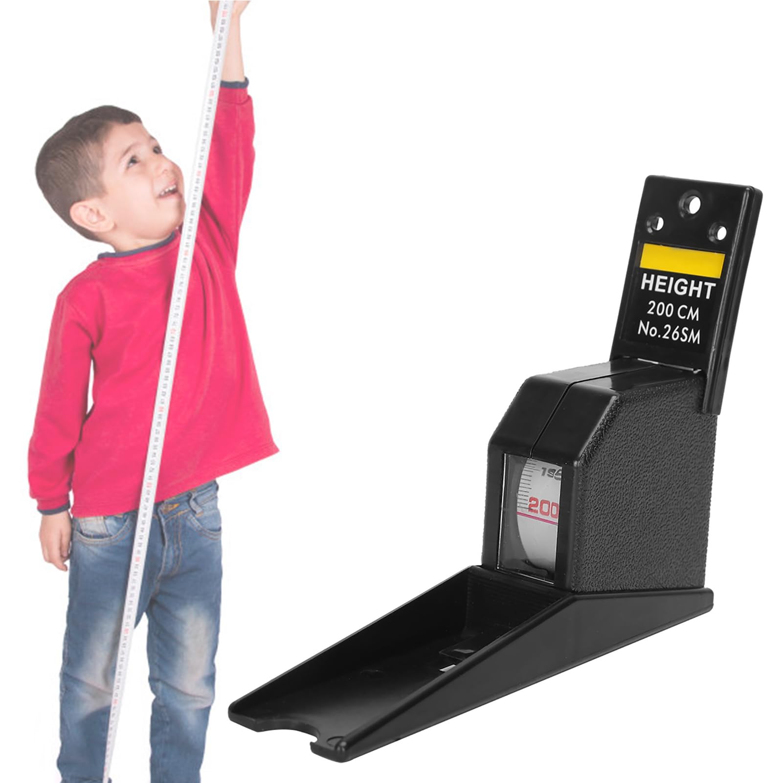 Growth Height Measuring Tape, 2 Meters Retractable Body Height Stadiometer, Growth Height Chart Handing Ruler for Children and Adults (Black)