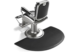 YOSHIKO Salon Chair Mat for Barber Shop Anti-Fatigue Floor Mat 3'x5' Salon Floor Mat - Black Semi Circle Salon Mat for Hair Stylist - 1/2" Thick Salon Standing Mat