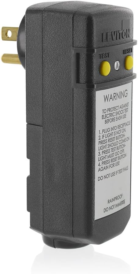 Leviton 16793 20-Amp, 120-Volt, Grounded, Compact Automatic Reset Right Angle GFCI, RoHS Compliant, Black - Electric Plugs - 