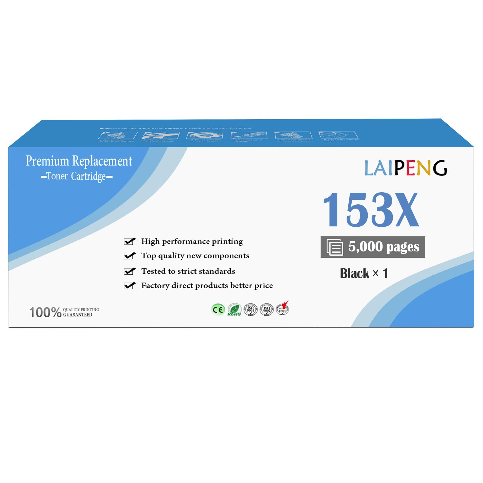 LAIPENG Compatible 153X W1530X ( 153A W1530A ) Toner Reload Kit 5000 Pages for 1602 2602 2603 2605 1504w 1604w 2504dw 2604sdw 1504 2504 2606 2606dw MFP 1604 2604 Printers Toner Refill Kit